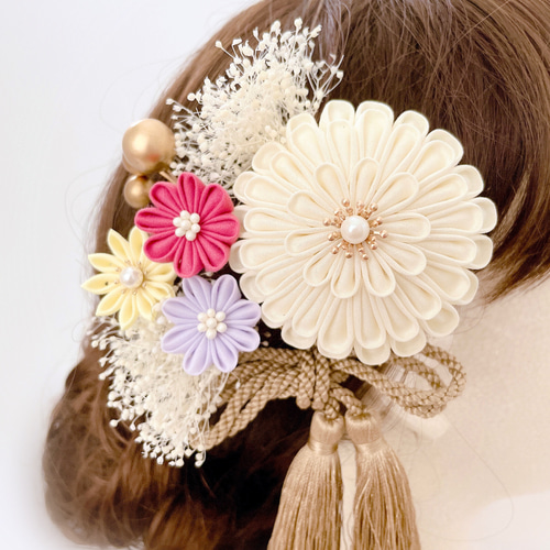 ❁︎picomen様❁︎ 成人式 卒業式 七五三 髪飾り ヘッドドレス つまみ細工 髪飾り ＊パステルカラー＊ 七五三 成人式 振袖 結婚