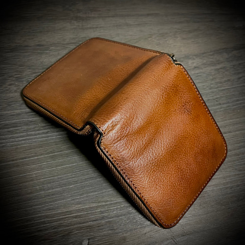 牛革 レザー 財布 マネークリップ ヴィンテージ 二つ折 レトロ 牛革