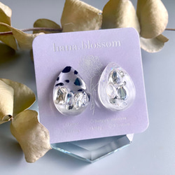 glass drop clear dalmatian Earrings 6枚目の画像