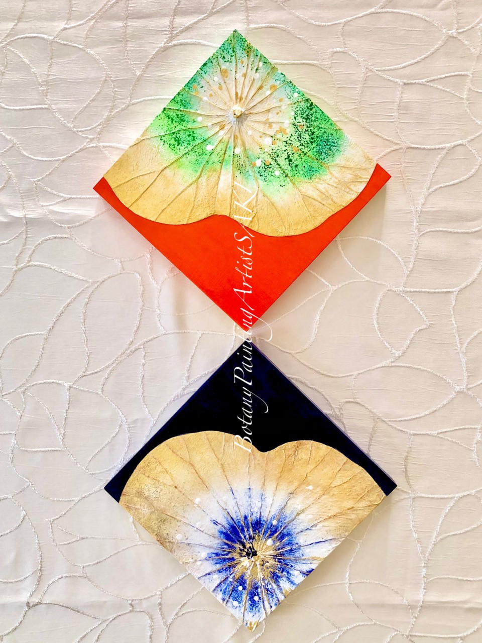 【一点もの】オシャレでユニークな蓮の葉ハッピーアート: The beauty of lotus leaf.