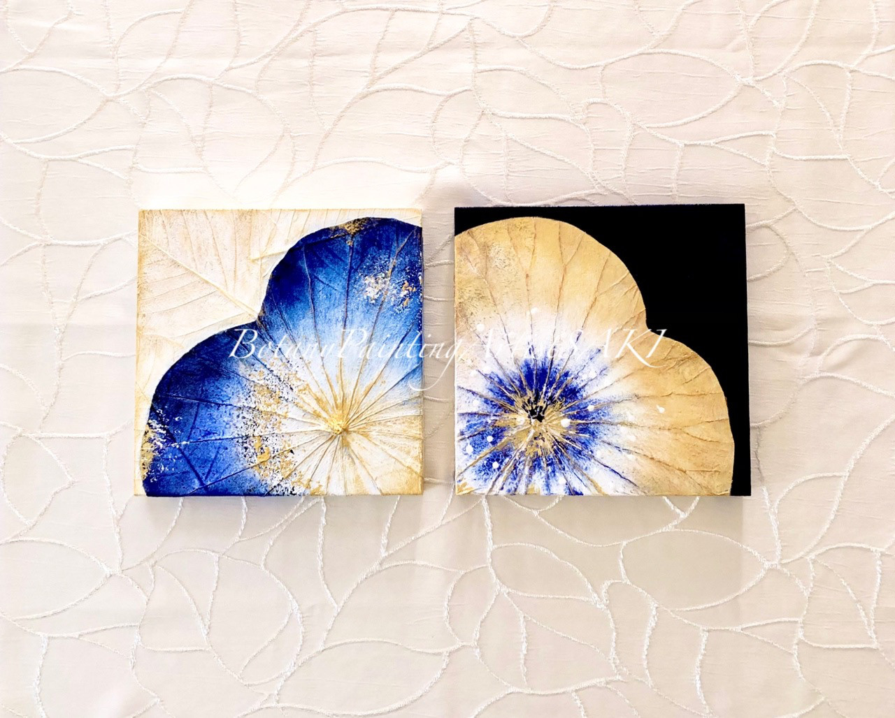 【一点もの】オシャレでユニークな蓮の葉ハッピーアート: The beauty of lotus leaf.