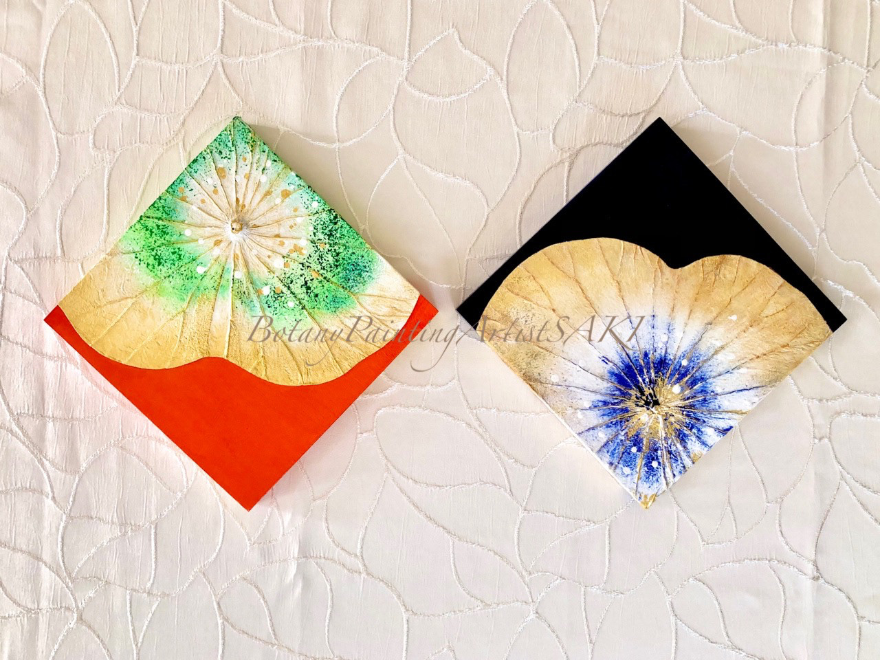 【一点もの】オシャレでユニークな蓮の葉ハッピーアート: The beauty of lotus leaf.