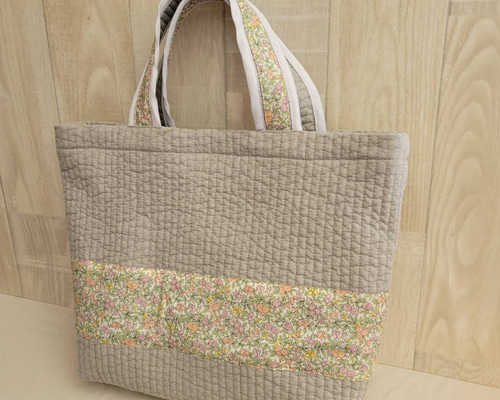 ヌビバッグ A ピンク リバティ ラセンビィコットン ヌビ花柄 グレー 