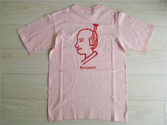 茶せん髷のバックプリント　コットンTシャツ（訳あり品） 1枚目の画像