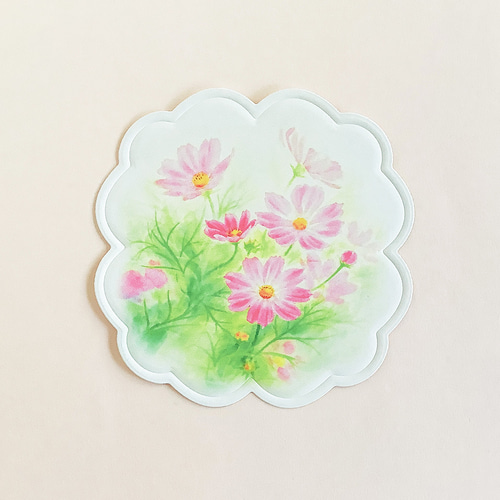 コスモス ダイカットメッセージカード花型3枚 封筒付き メッセージ