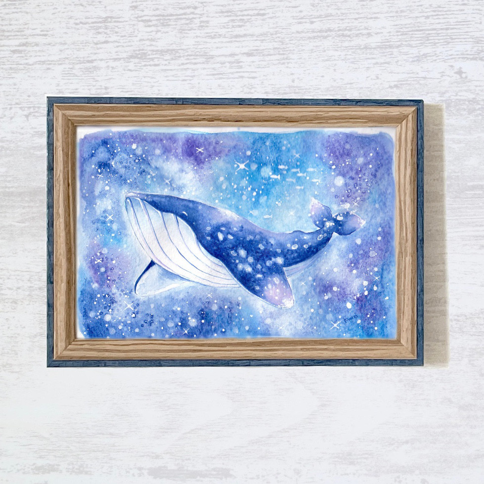 受注制作】ぼくが見ている海の中【海とクジラ】 絵画 kuro 通販