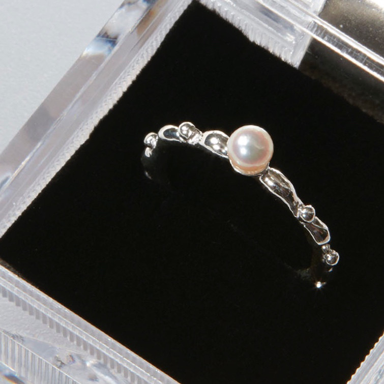 アコヤベビーパール リング/アンティークデザイン/オープンリング/silver925