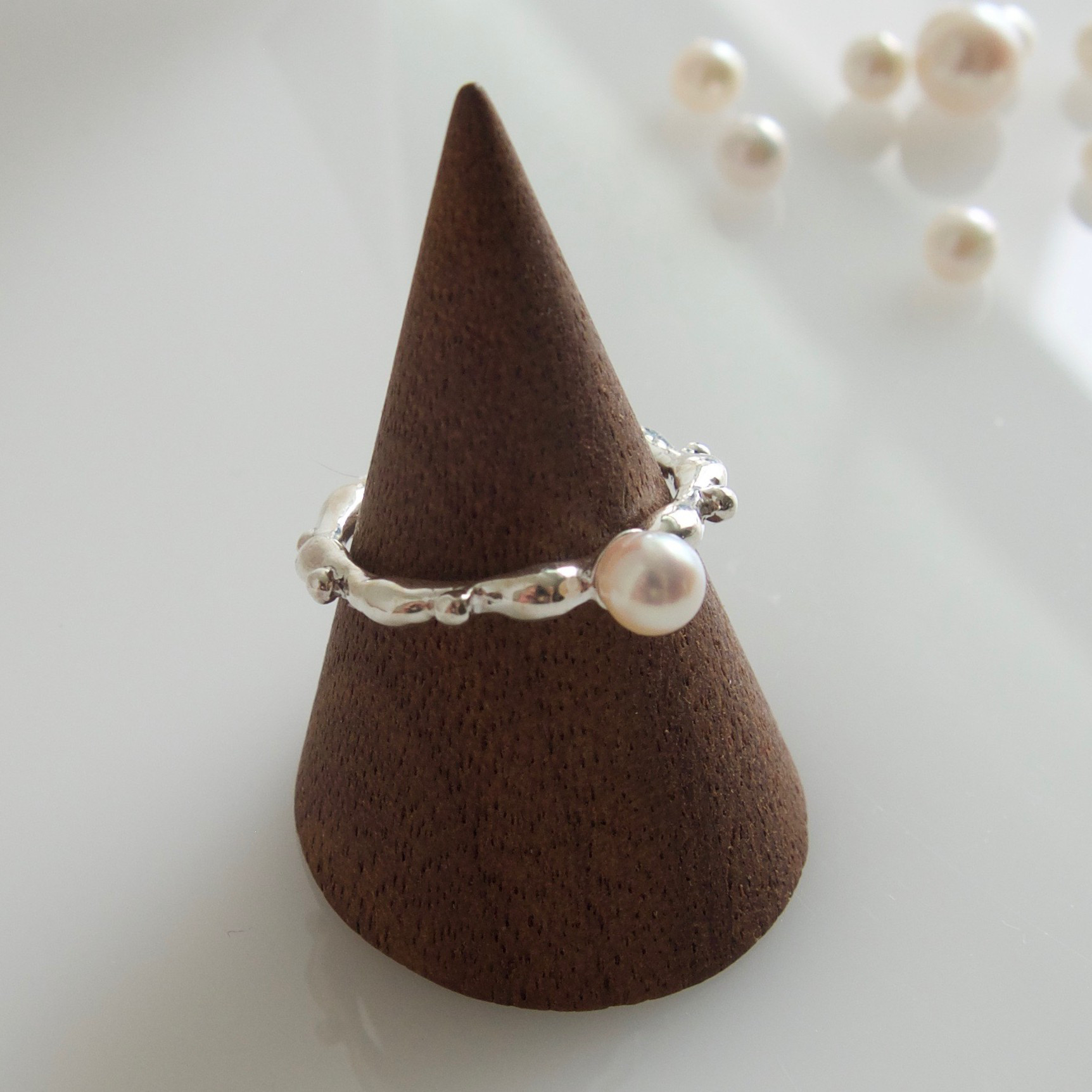 アコヤベビーパール リング/アンティークデザイン/オープンリング/silver925