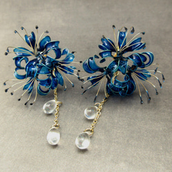 りん5　　イヤリング3点　彼岸花4輪　赤　彼岸花4輪　青　　紫陽花ロング 彼岸花 ピアスorイヤリング - ショップ nachugo ピアス