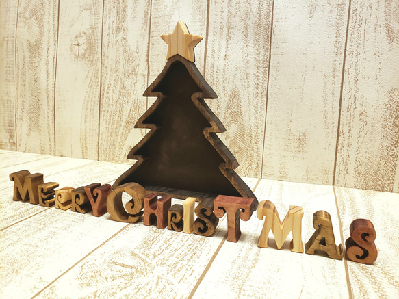 訂做☆聖誕節☆木製☆聖誕樹和字母☆聖誕快樂☆聖誕節 第2張的照片