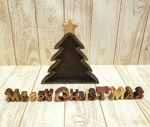 訂做☆聖誕節☆木製☆聖誕樹和字母☆聖誕快樂☆聖誕節 第3張的照片