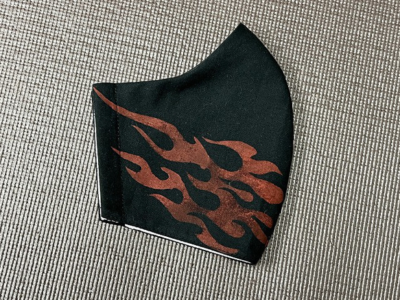 ファイヤー　アメリカン　バイク　黒赤　蒸れない　Ｌサイズ　２層構造　ポケット　サイドガイド　マスク　リフォーム繕 4枚目の画像