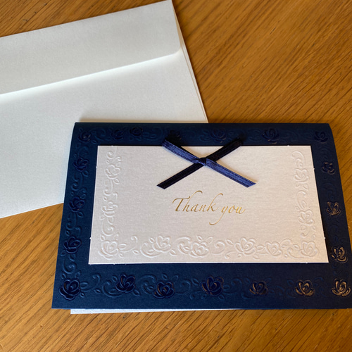 新商品！イタリア製 サンキューカード『エンボス加工 花柄』～中紙