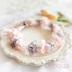 【送料無料】花冠　ベビー　~pastel pink purple~ 花かんむり　キッズ　ピンク　子供用　リングガール 1枚目の画像