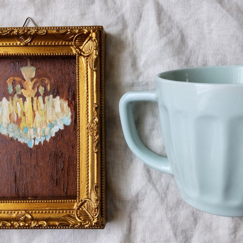 シャンデリア」原画・油彩画・絵画・壁掛け・独立スタンド付き 絵画