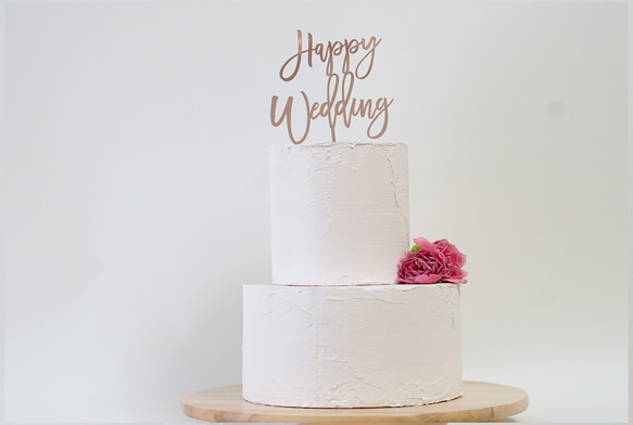 Happy Wedding NEW  ウェディング ケーキトッパー　（カラーアクリル変更可） 5枚目の画像