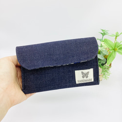 ミニ財布⭐︎岡山デニム&ローズ（レッド）バックポケット付き 8枚目の画像
