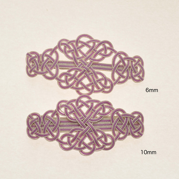 Mizuhiki 髮夾鏤空結白銀 6mm,10mm 第8張的照片