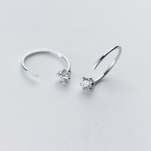 002d【シンプル】フープピアス　上品　ダイヤ　つけっぱなし　S925　シルバー シルバー925 フープピアス ぷっくり オーバルピアス シルバー