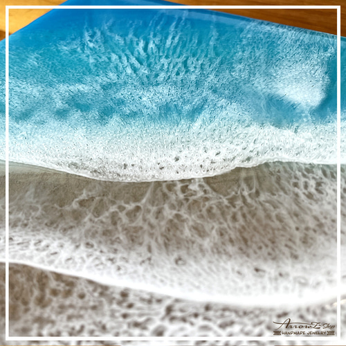 P-39】波レジンアート 海アート インテリアパネル(ラメ入り) 海