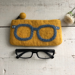 ハンドメイド　市松模様　ポーチ　メガネケース　ペンケース　など 大きなドット 縦長がまぐちポーチ メガネケース ペンケース