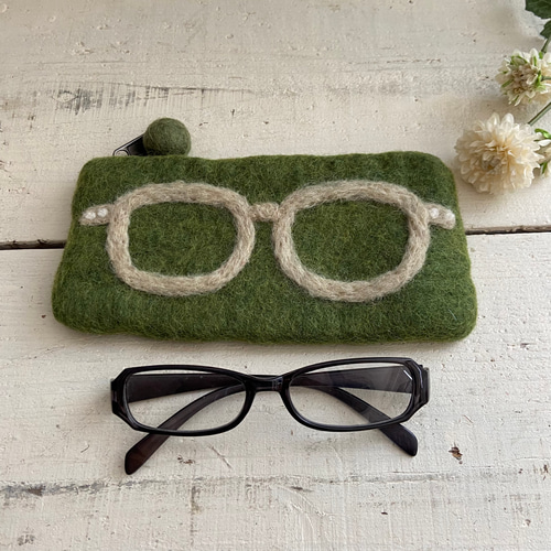オリジナル メガネポーチ フェルト ハンドメイド 雑貨 ペンケース