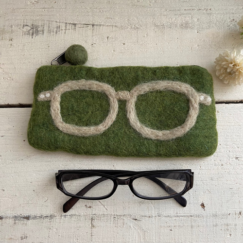 オリジナル メガネポーチ フェルト ハンドメイド 雑貨 ペンケース