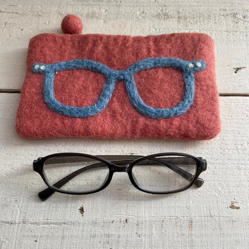 オリジナル メガネポーチ フェルト ハンドメイド 雑貨 ペン