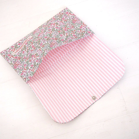 リバティ 母子手帳ケース エミリアスフラワーズ/ピンク B6サイズ マルチケース 5枚目の画像