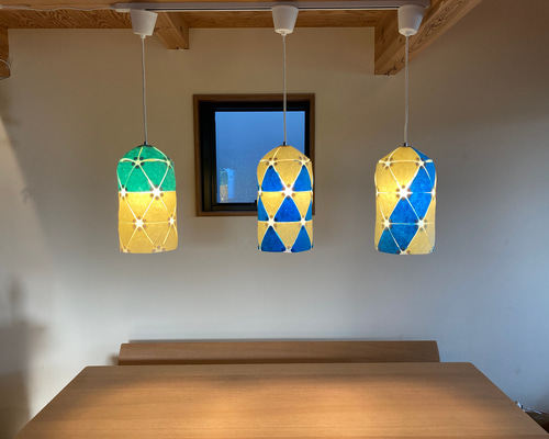 フェルト製ランプシェード ペンダントライト ブルー