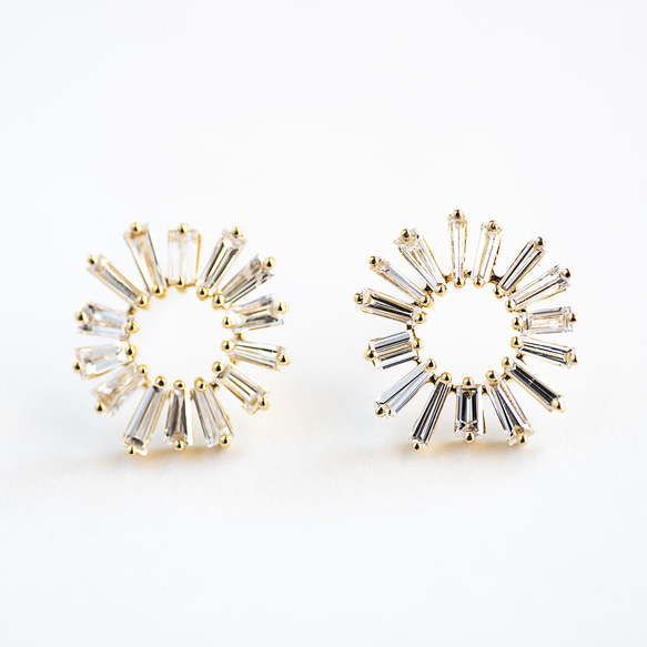 Taper cut diamond Earrings / Spark 2枚目の画像