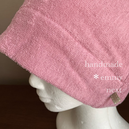 送料無料＊handmade今治産タオルで作った帽子〈ローズ・ベージュ