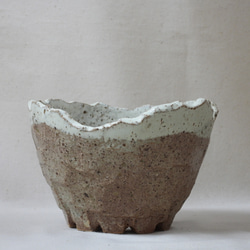 山肌陶製植木鉢(白) 1枚目の画像