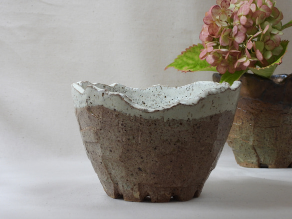 山肌陶製植木鉢(白) 10枚目の画像