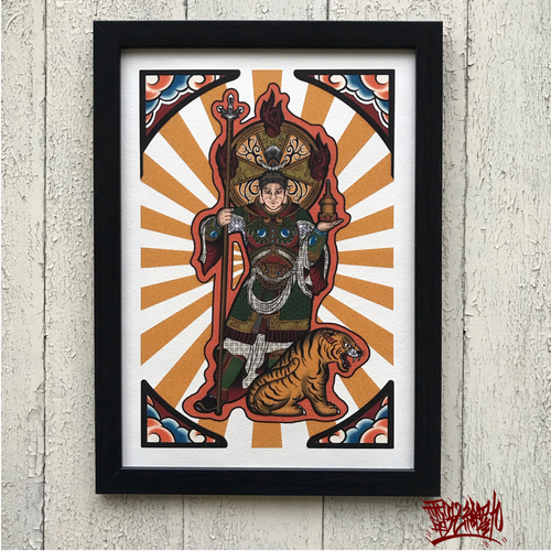 尾九 画 七福神 布袋尊 A4サイズ フレーム付き イラスト 尾九 画 七福神 布袋尊 A4サイズ フレーム付き イラスト