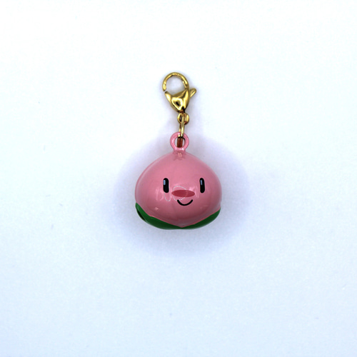 受注後製作】ちりちりかわいいフルーツ鈴チャーム 桃 その他雑貨
