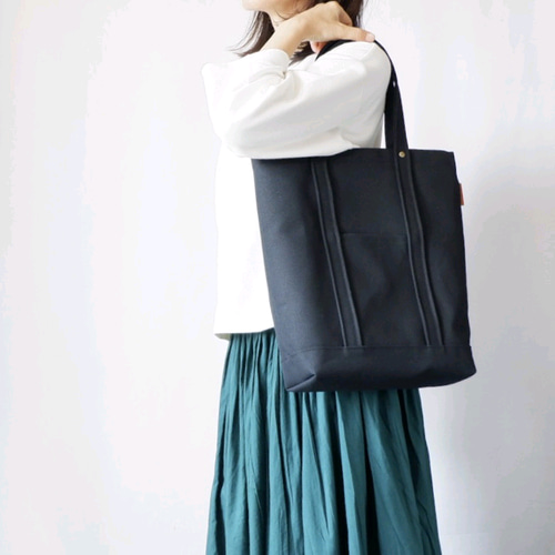 ハンドメイド、トートバック、倉敷帆布、シンプル、バイカラー、縦長 ☆受注製作 バイカラートートバッグ（Sサイズ） 倉敷帆布8号
