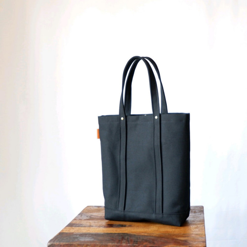 A4縦型トート<ブラック> 倉敷帆布 トートバッグ myu.handwork