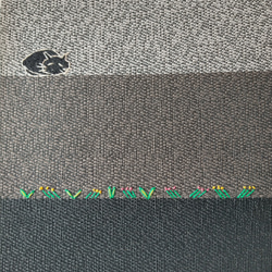 黒猫と花壇の手刺繍ランチョンマット 4枚目の画像