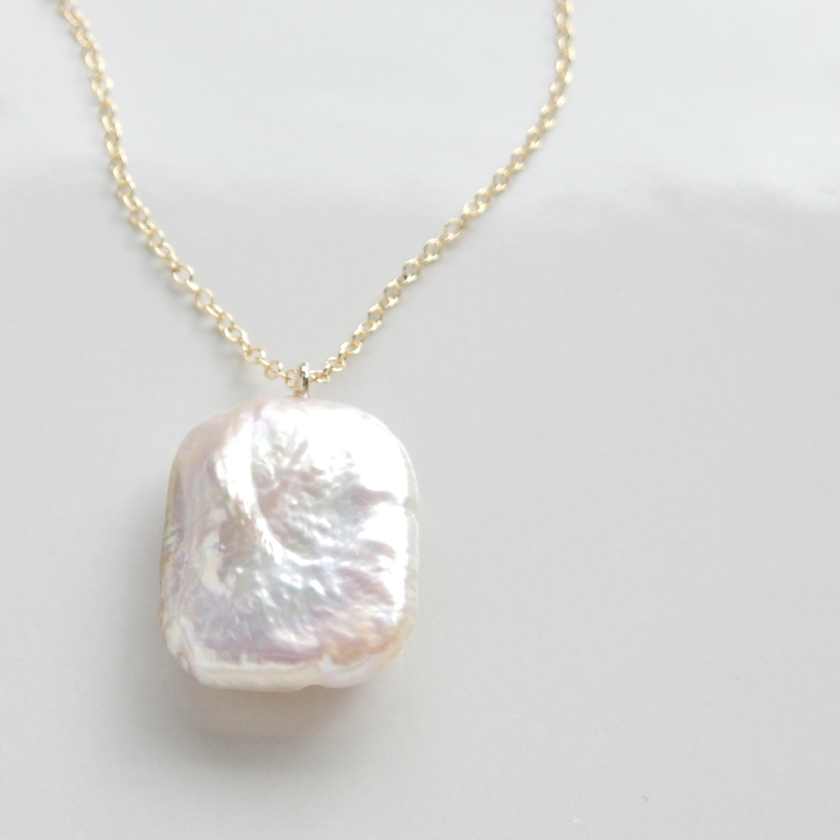 14kgf淡水パールスクエアネックレス【1180】