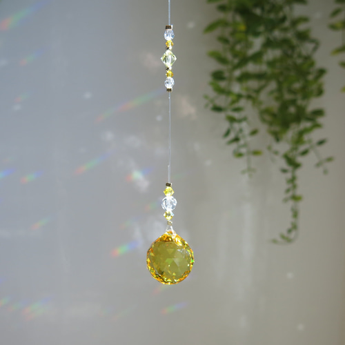 スワロフスキーサンキャッチャー シンプルイエロー 20mm ライト
