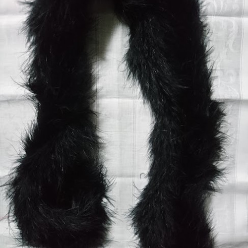 50％OFF マラボーストール<黒>オーストリッチ羽毛入り 約180cm 黒