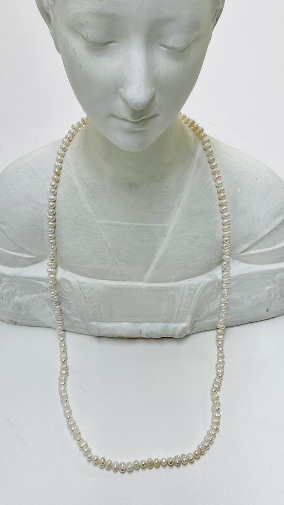 淡水真珠（白）120cm ワイヤーネックレス 4枚目の画像