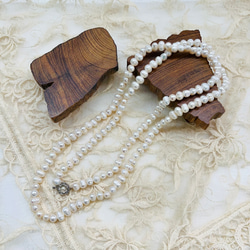 淡水真珠（白）120cm ワイヤーネックレス 1枚目の画像