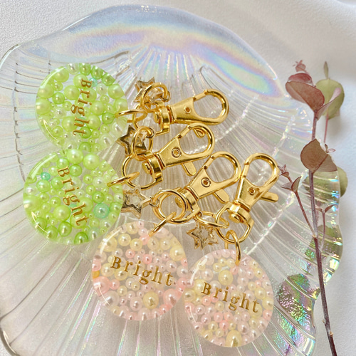 オーダー商品*。パールのおなまえキーホルダー