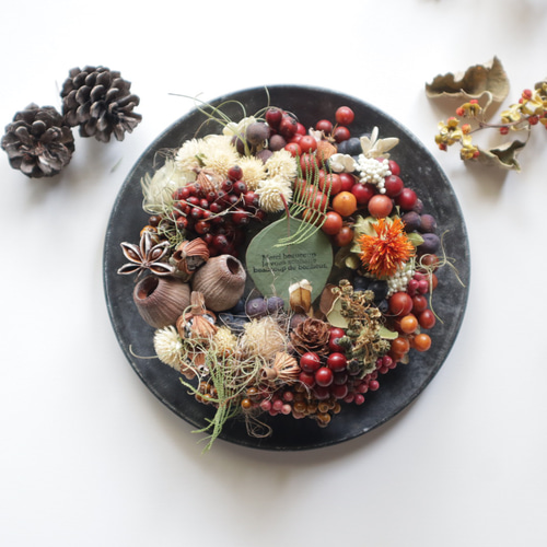 送料無料Creema限定2208ごろっと秋の実のリース 秋リース ドライ  