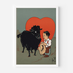 ヴィンテージポスター、「マザーグース」の挿絵ポスター、黒羊、シンプルなインテリアに彩を、子供部屋などに【M-0129】 3枚目の画像