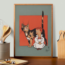 マザーグース、ねこ、ヴィンテージポスター、挿絵ポスター、シンプルな