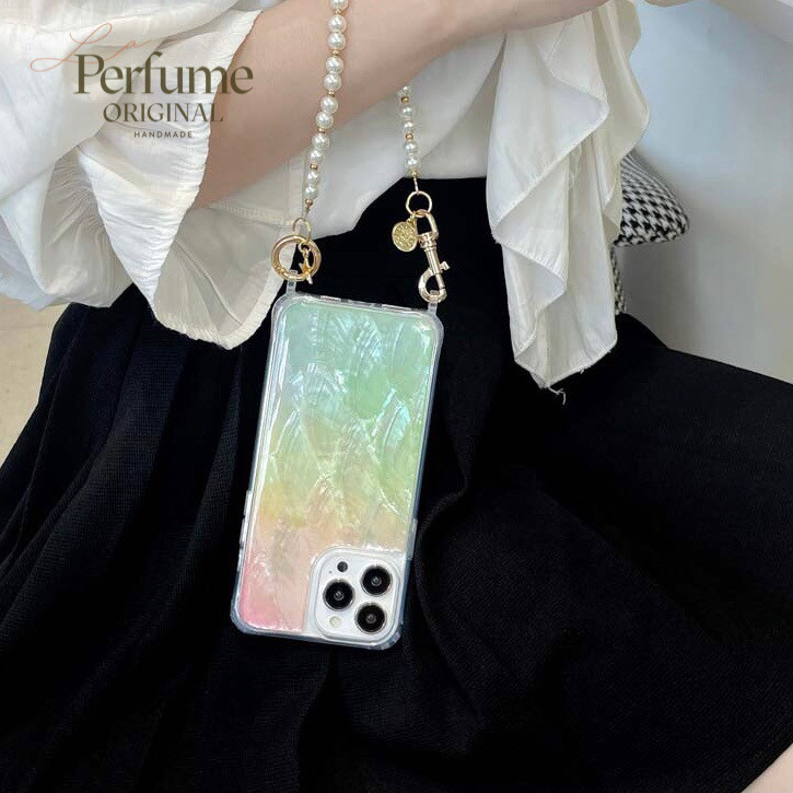 天然シェル♡キラキラ✨ビタミンカラー♡天然パールチェーン iPhoneケース iPhoneケース 天然シェル♡キラキラ✨ビタミンカラー♡天然パールチェーン