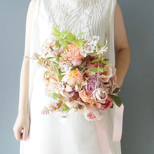 ❤️残り一点❤️アーティフィシャルフラワーブーケ ブーケ ピンクブーケ 結婚式ブーケ 1点もの】ブーケ アーティフィシャルフラワー ピンクの